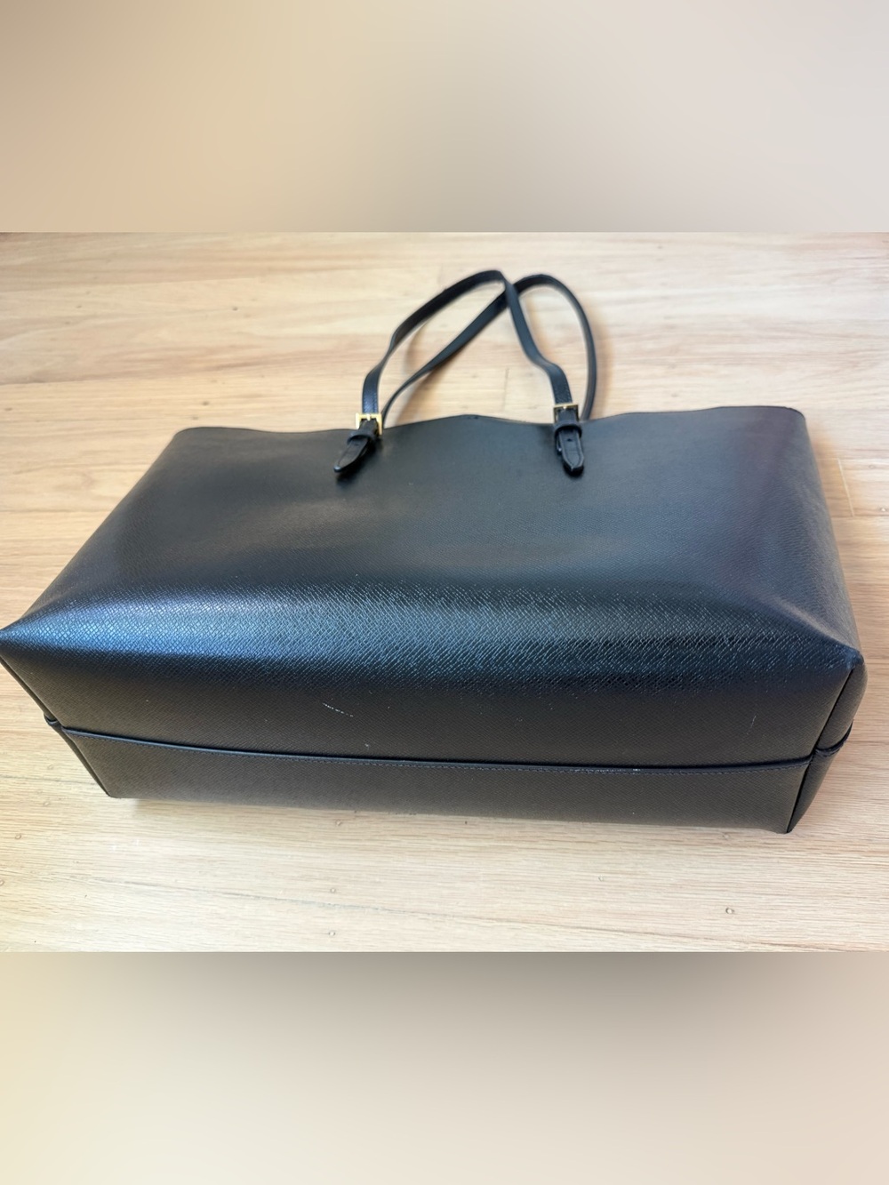 Yves Saint Laurent Black Leather Tote with Gold Buckle Accents - Picture 3 of 15